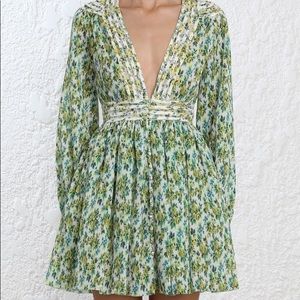 Zimmermann Golden Plisse Mini Dress